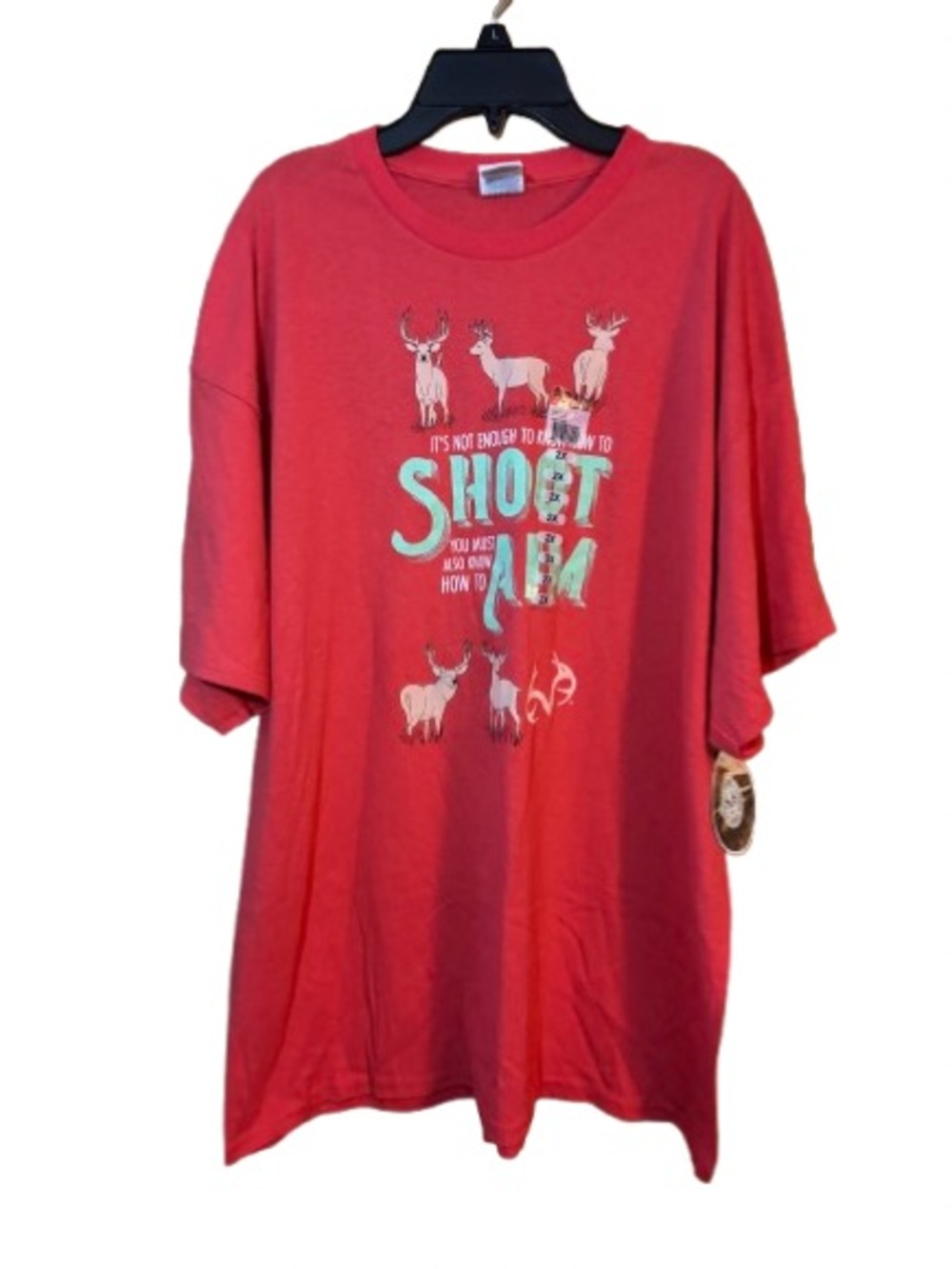 Realtree Red Short Sleeve Tee with Deer Graphic
